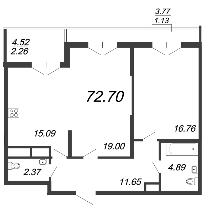2 ккв 72,4 м²