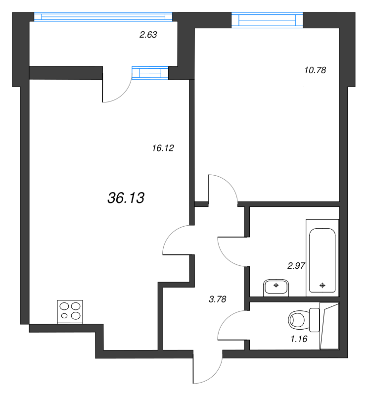 2 ккв (Евро) 37 м²