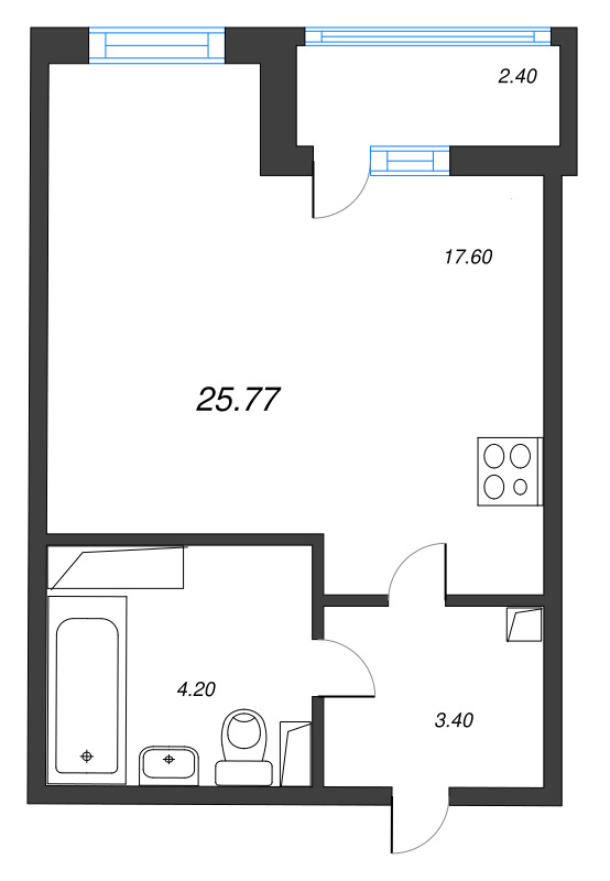 Студия 26,3 м²