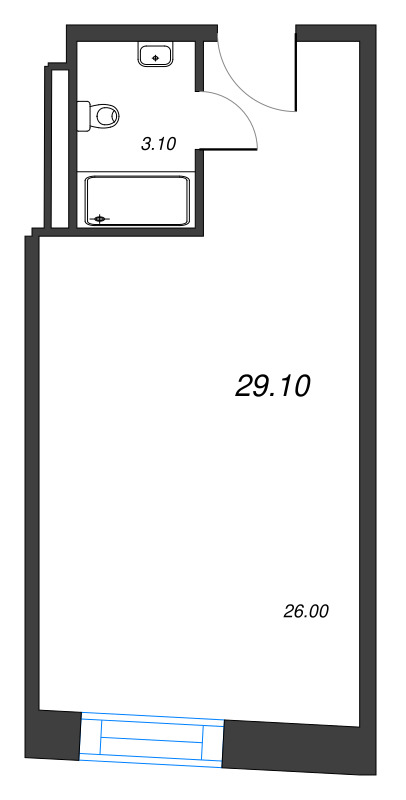 Студия 29,1 м²