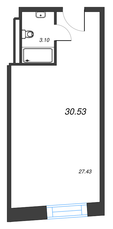 Студия 30,5 м²