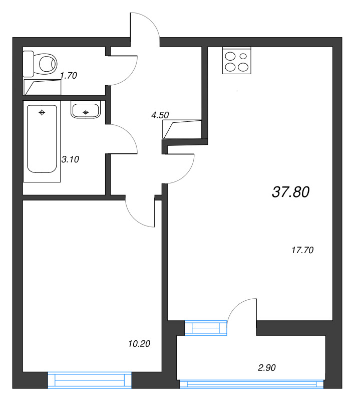 2 ккв (Евро) 38,9 м²