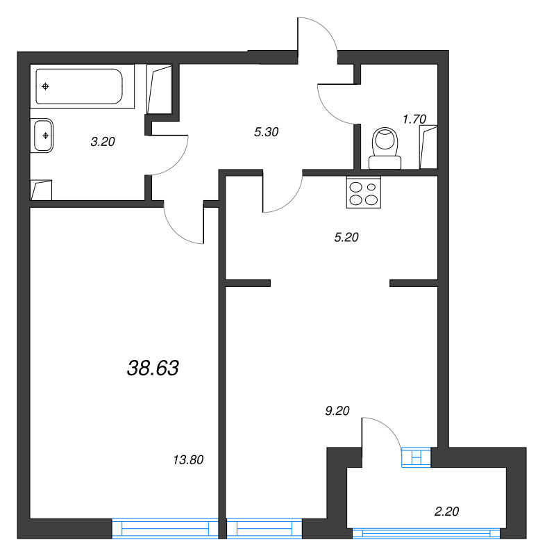 1 ккв 39,3 м²