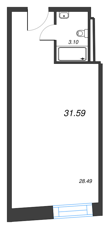 Студия 31,6 м²