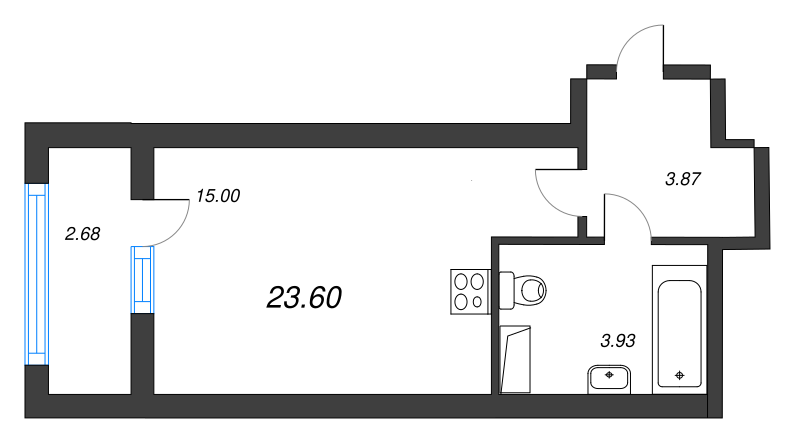 Студия 24,6 м²