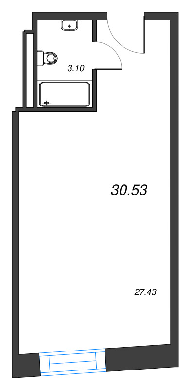 Студия 30,5 м²