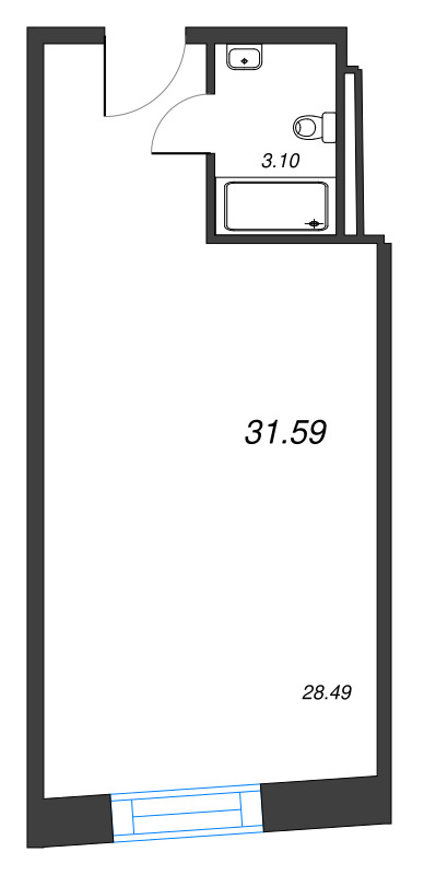 Студия 31,6 м²