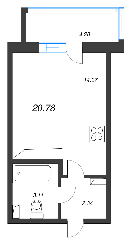 Студия 20,8 м²