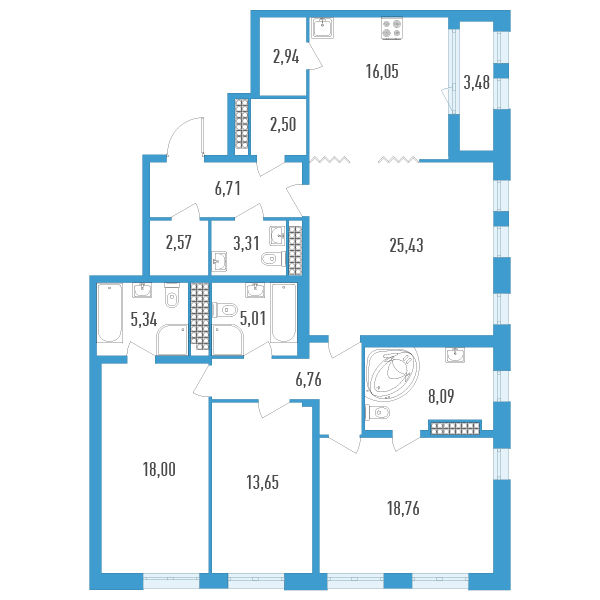 4 ккв (Евро) 136,9 м²