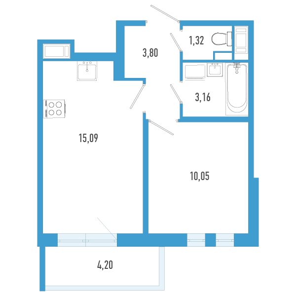 2 ккв (Евро) 34,7 м²
