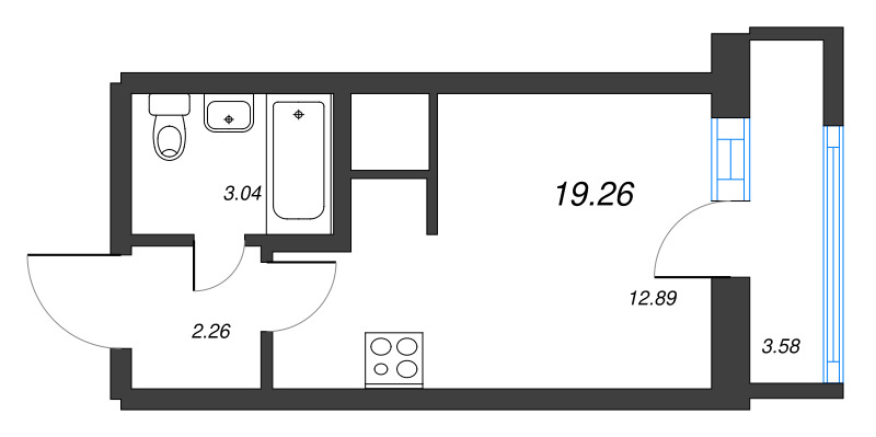 Студия 19,3 м²