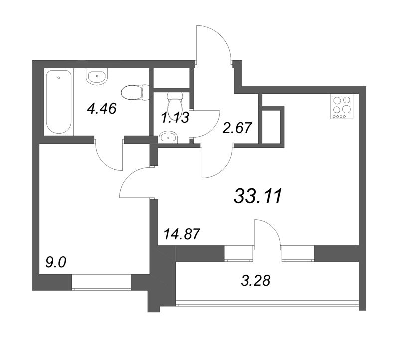 1 ккв 33,1 м²