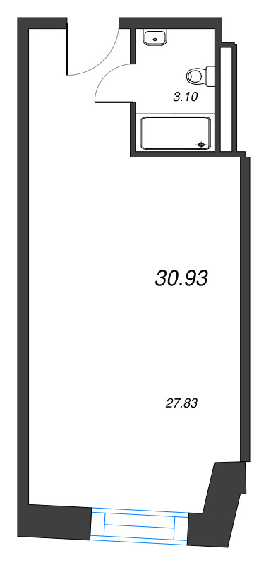 Студия 30,9 м²