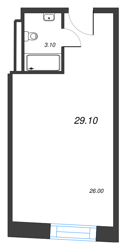 Студия 29,1 м²