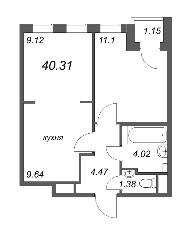2 ккв (Евро) 40,3 м²