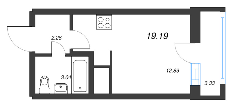Студия 19,2 м²