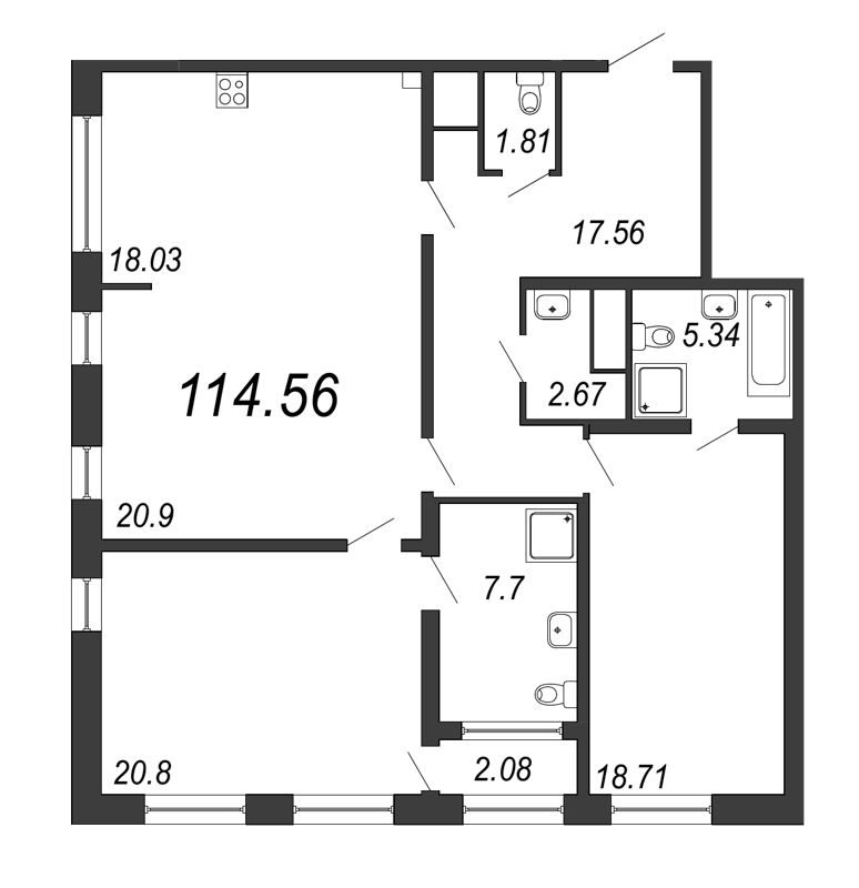 3 ккв (Евро) 114,2 м²