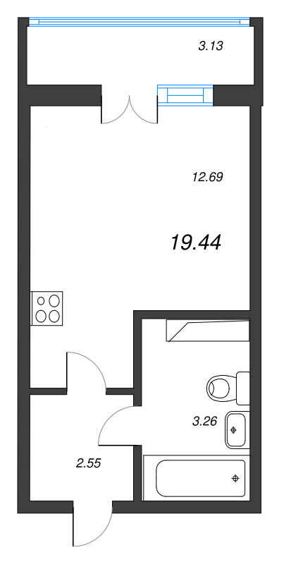 Студия 20,1 м²