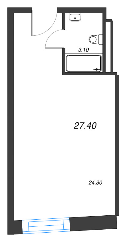 Студия 27,4 м²