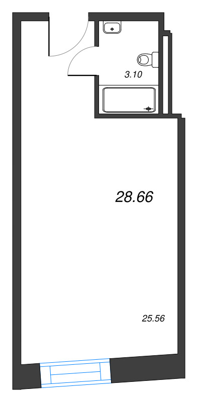 Студия 28,7 м²