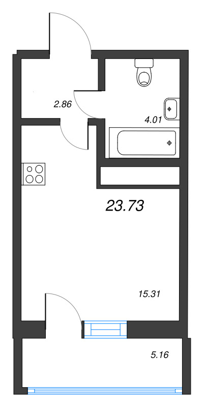 Студия 23,7 м²