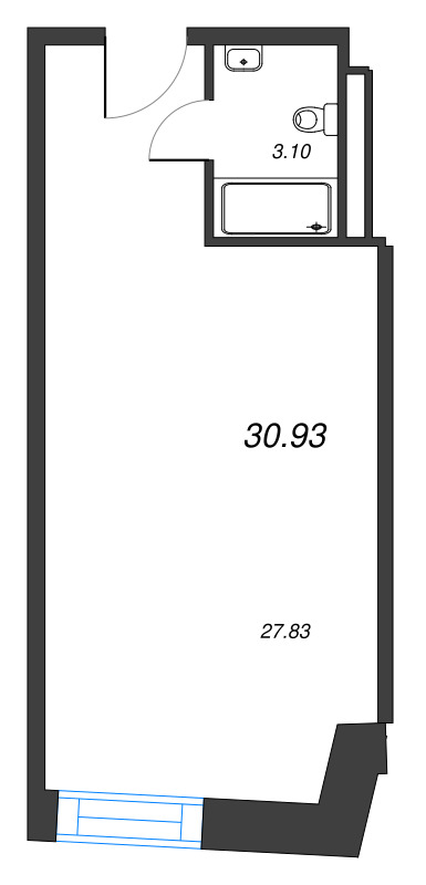 Студия 30,9 м²