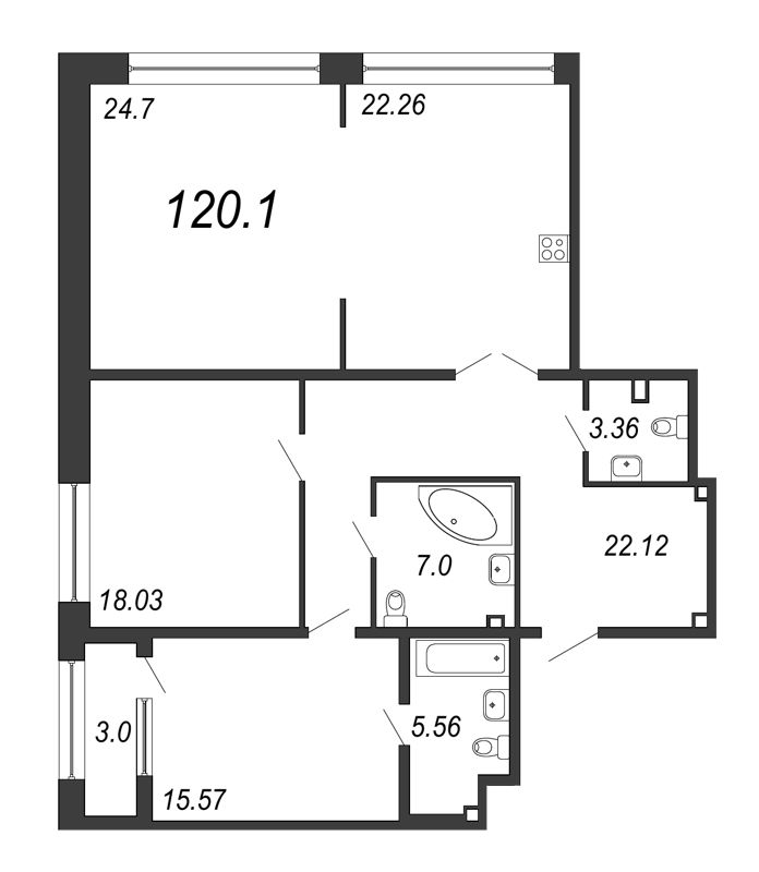 3 ккв (Евро) 120,1 м²