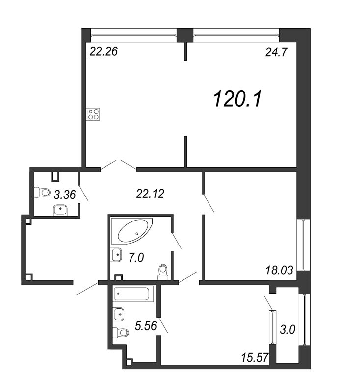 3 ккв (Евро) 120,1 м²