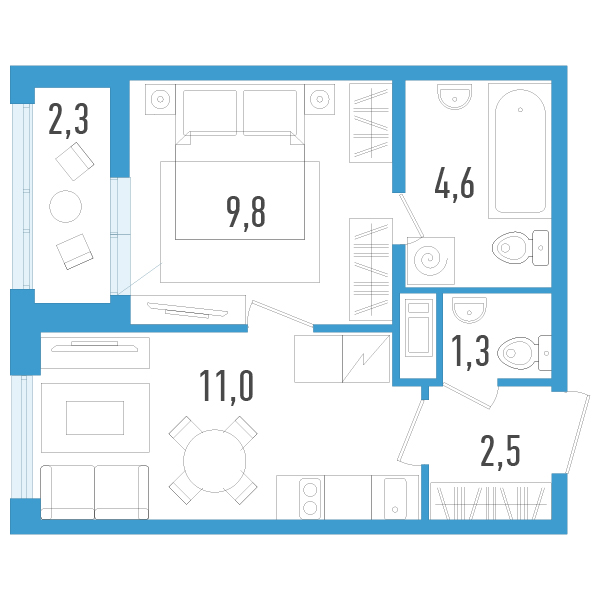 1 ккв 30,4 м²