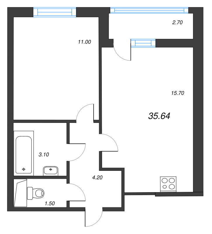 2 ккв (Евро) 36,5 м²