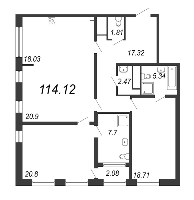 3 ккв (Евро) 113,7 м²