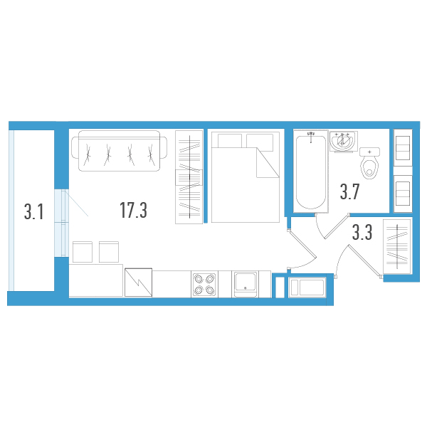 Студия 25,9 м²