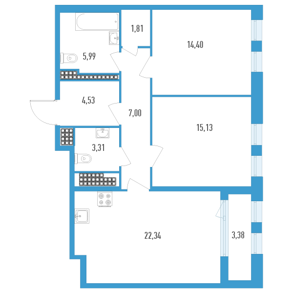 3 ккв (Евро) 76,2 м²