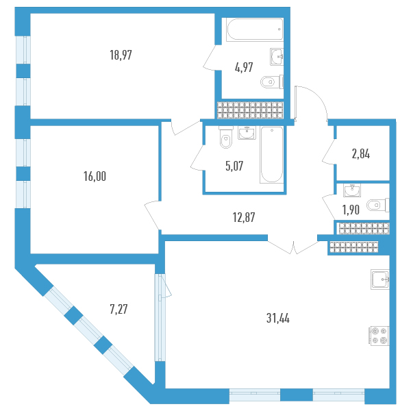 3 ккв (Евро) 97,7 м²