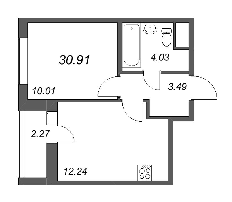 1 ккв 30,9 м²