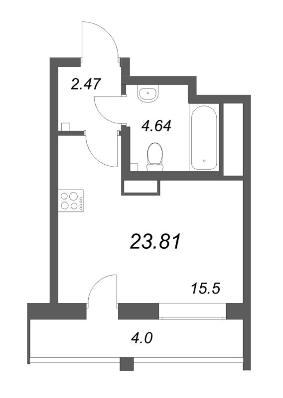 Студия 23,8 м²