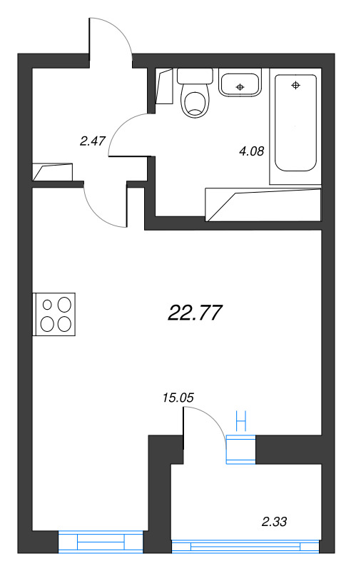 Студия 22,8 м²