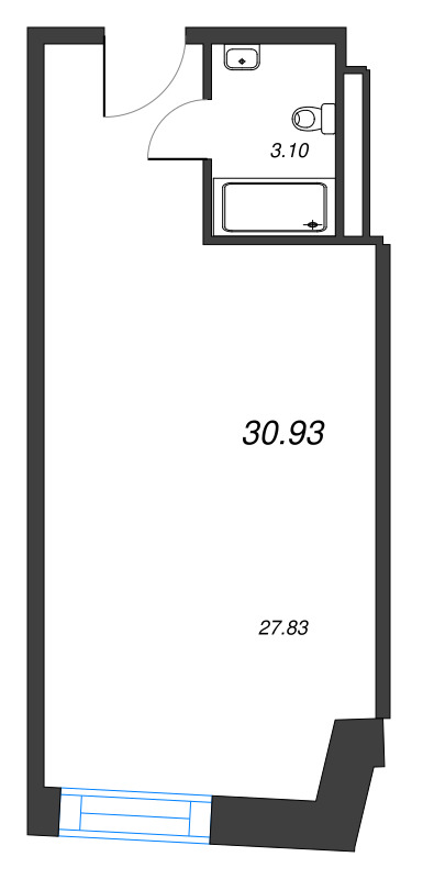 Студия 30,9 м²