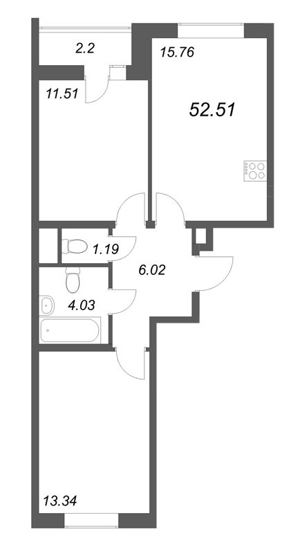 3 ккв (Евро) 52,5 м²