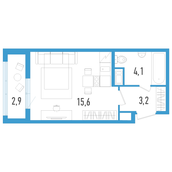 Студия 23,8 м²