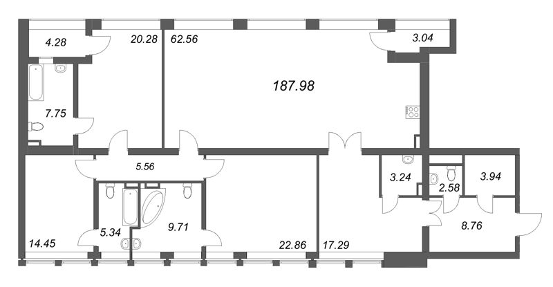 5 ккв (Евро) 188 м²