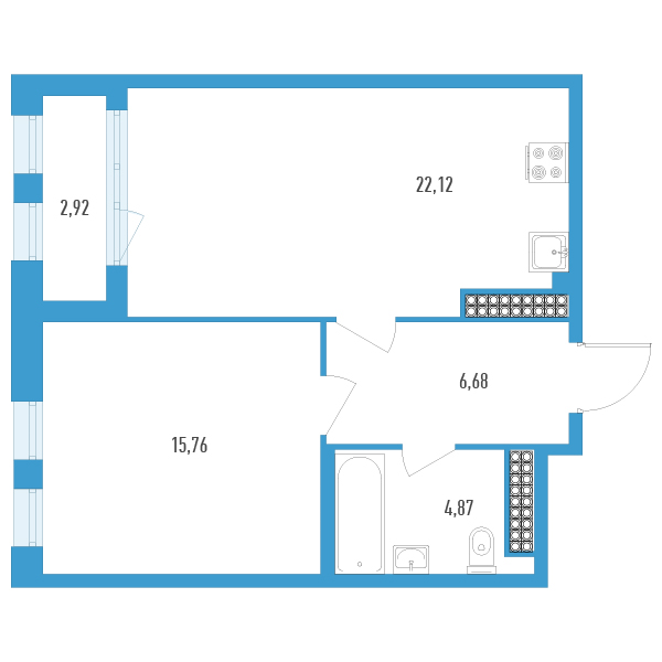 2 ккв (Евро) 50,9 м²