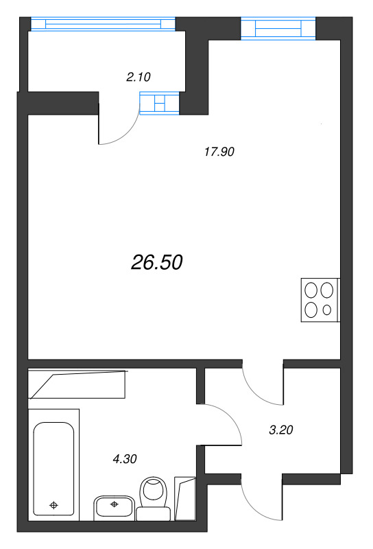 Студия 26,7 м²