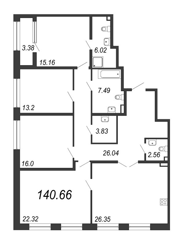 5 ккв (Евро) 140,7 м²