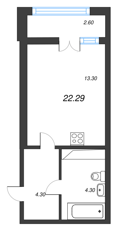 Студия 23,3 м²
