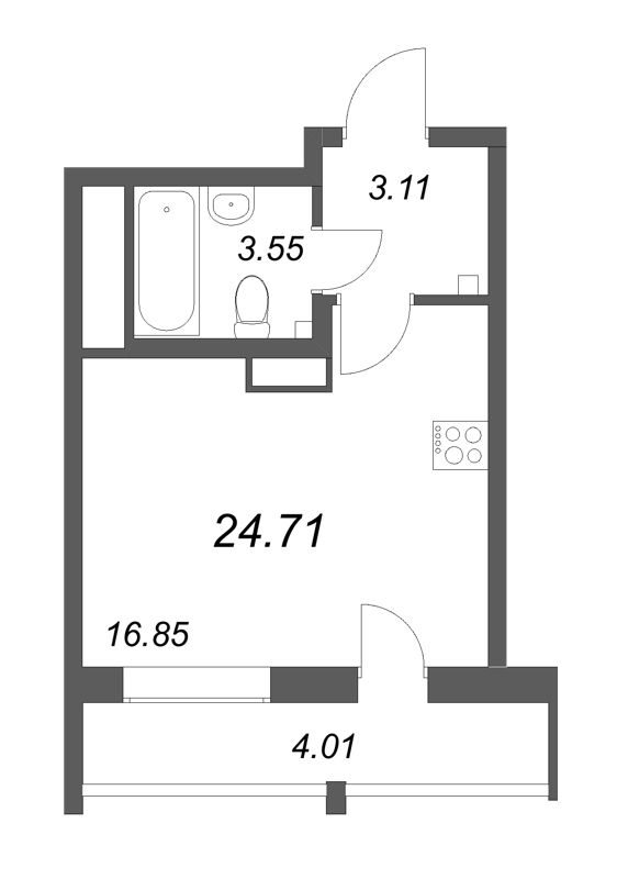 Студия 24,7 м²