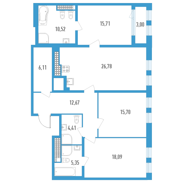 4 ккв (Евро) 116,8 м²