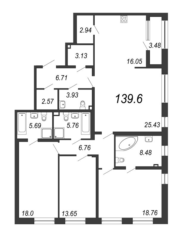 4 ккв (Евро) 139,6 м²