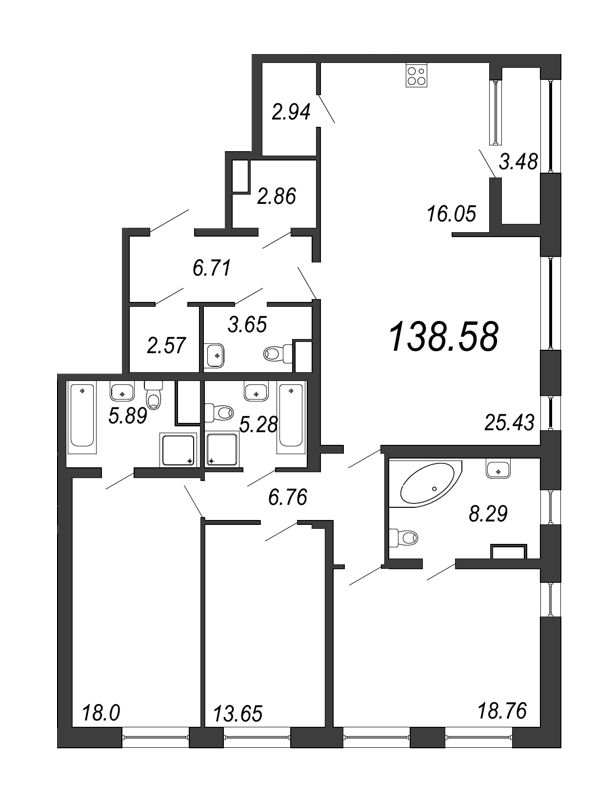 4 ккв (Евро) 138,6 м²