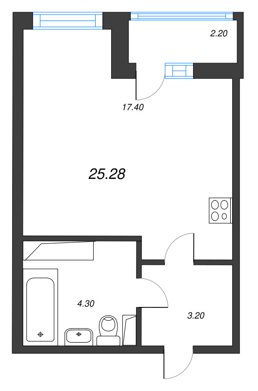 Студия 26 м²